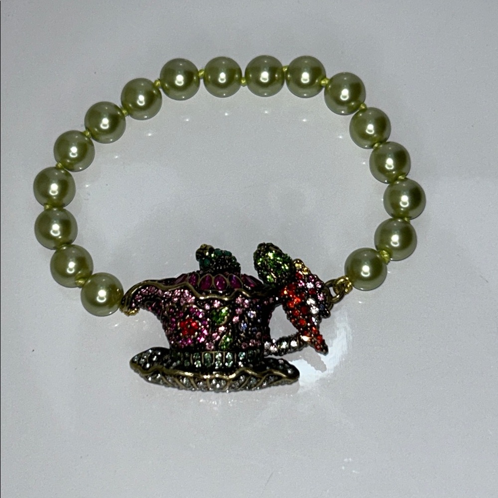 NWOT Multi Colored Crystal Accented Teapot Toggle Closure Bracelet By Heidi Daus